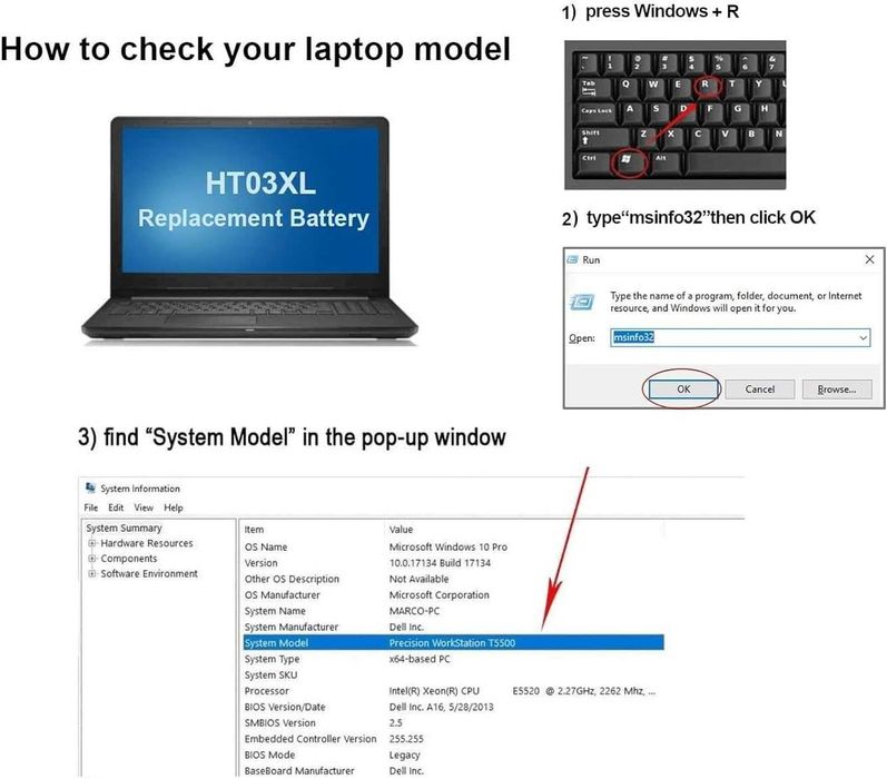 Батерия за лаптоп HP HT03XL (11.4V 41.04Wh или 11.55V 41.9Wh) за HP Pavilion 14-CE 14-CF 14-CK 14-CM