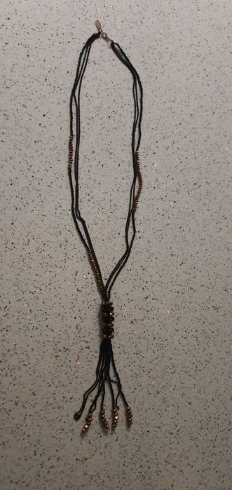 Colier sirag lung negru si aramiu elegant