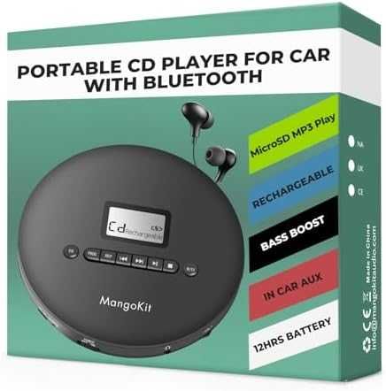 Нов Компактен CD/MP3 плейър с акумулатор и AUX за кола пътуване музика