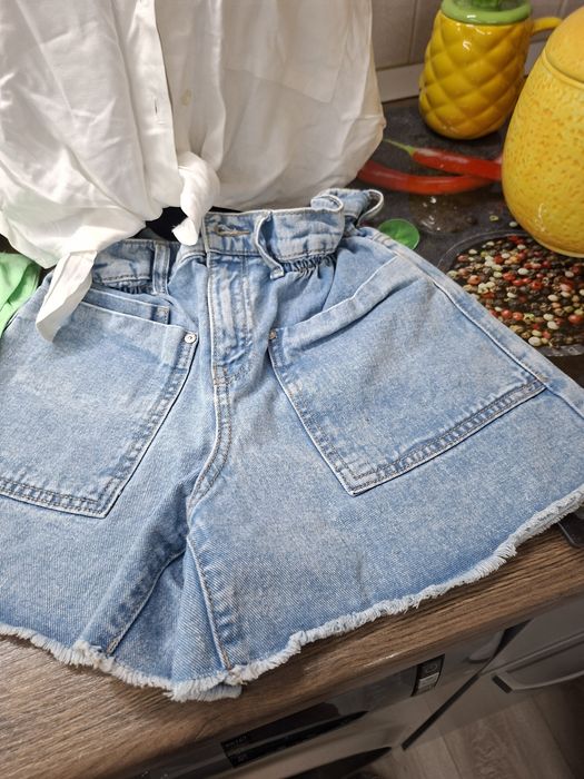 Pantaloni scurtu denim si doaua camasi mas 146-152
