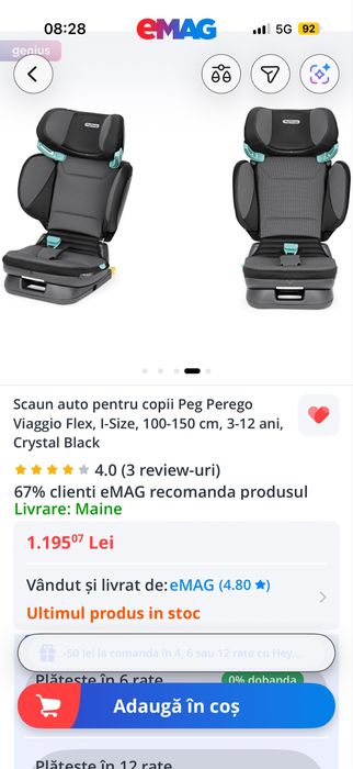 Scaun auto pentru copii peg perego