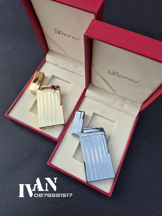 Луксозна газова метална запалка Deruy (два цвята-златиста и  сребриста