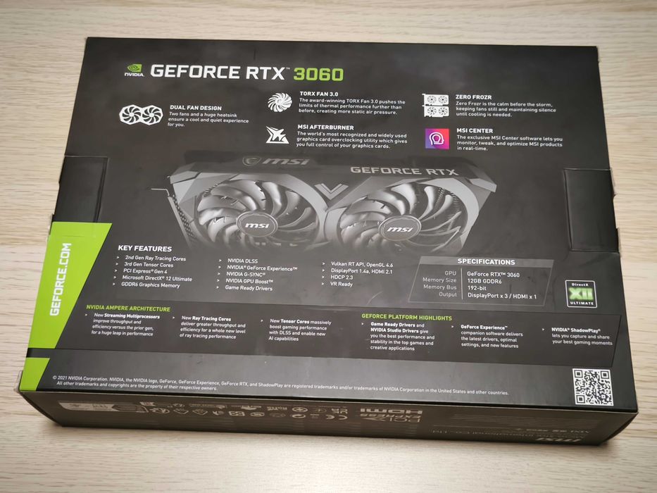Placa video MSI GeForce RTX 3060 VENTUS 2X 12GB GDDR6 192-bit