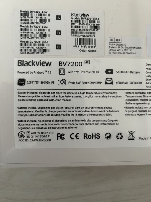 Telefon mobil Blackview BV7200 Black, 4G, 6.1" HD+, 6GB RAM, 128GB ROM