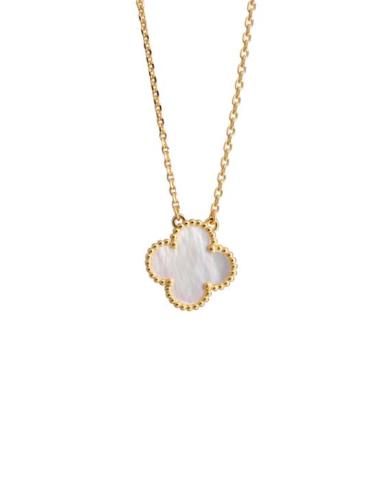 Златно дамско колие с детелина от бял седеф, Van Cleef & Arpels VCA