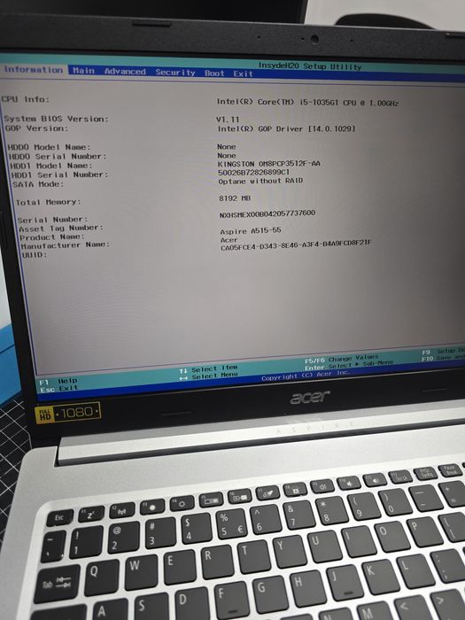 Laptop Acer 515-55 I5 1035G1 | 8GB DDR4 | SSD m.2 512GB | Full HD