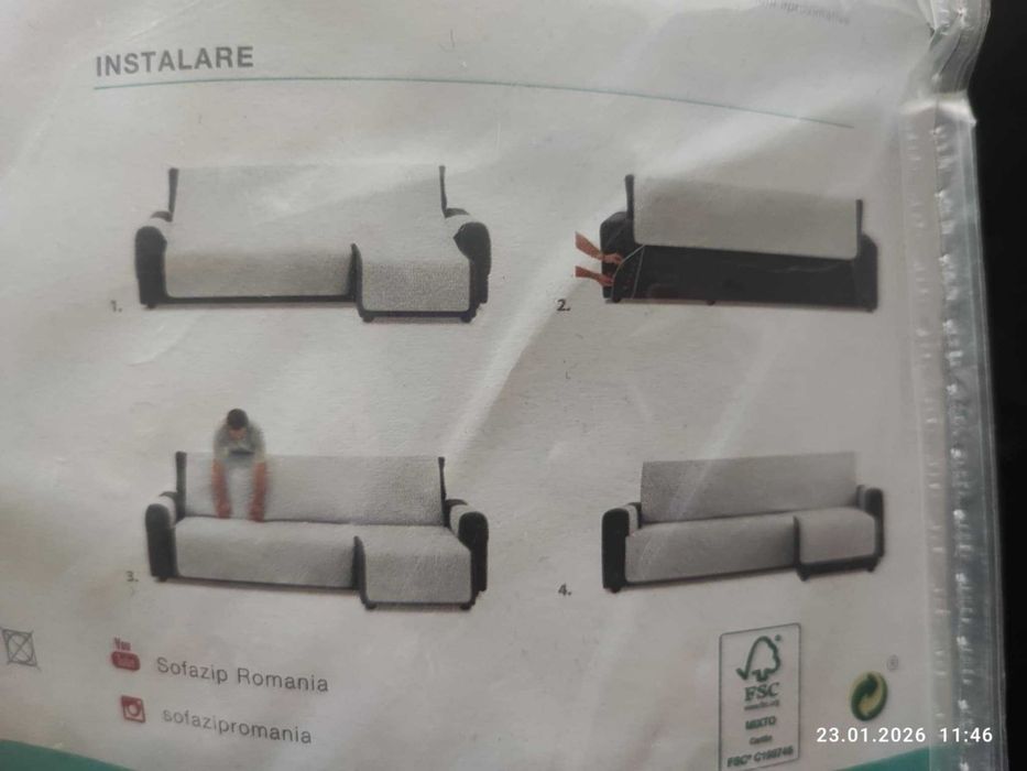 Капитониран калъф за ъглов диван Sofazip