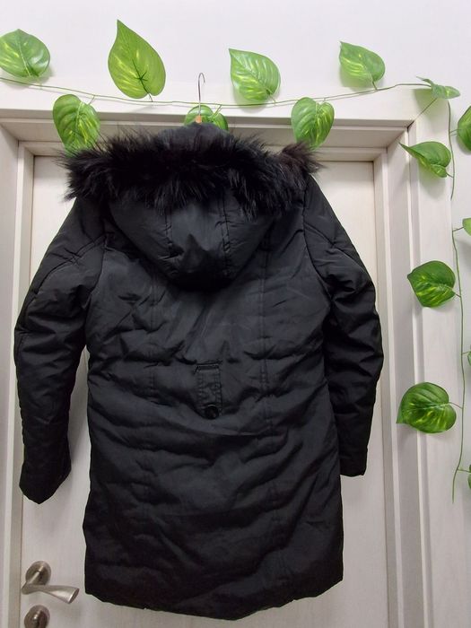 Дамско дълго Черно яке, бежаво Benetton