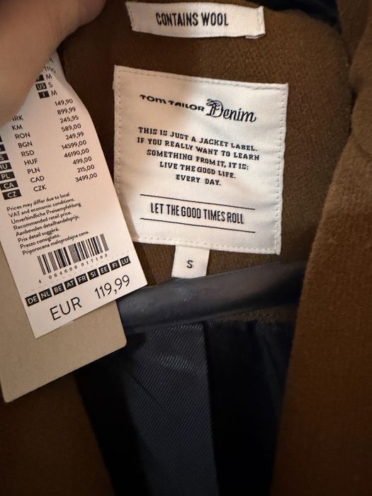 Ново мъжко палто Tom tailor със съдържанке на вълна