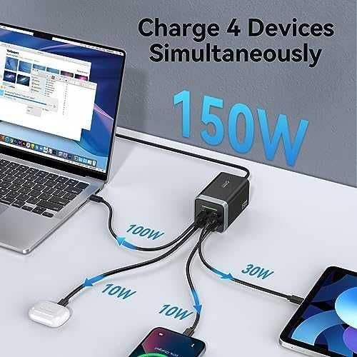 Ново 150W многофункционално USB зарядно 4-портово за лаптоп MacBook Pro