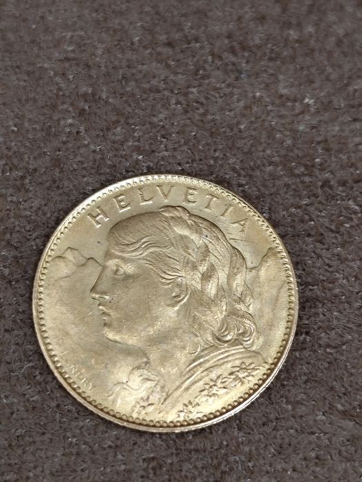 10 златни Швейцарски Франка Вренели 1922