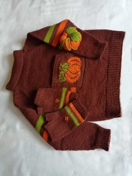 Детский комплект на возраст до 2 лет, вязаный вручную, новый