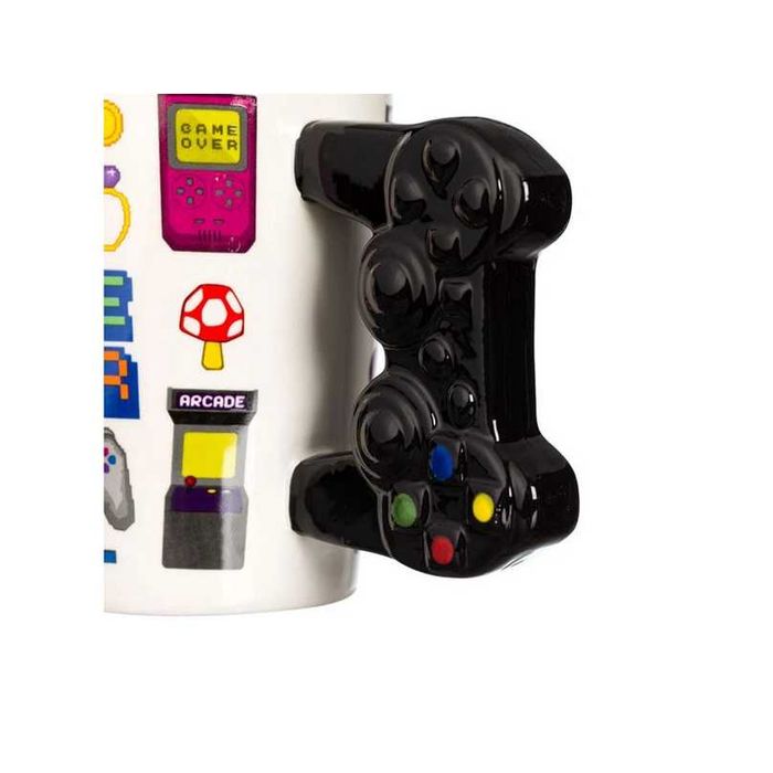 Керамична чаша Mercado Trade, 3D, Джойстик Дръжка, Бял