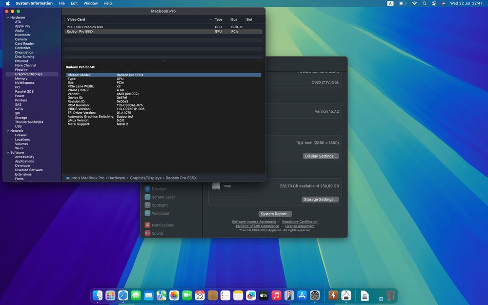Apple Macbook Pro 2018 Silver 15 inch intel Core i7