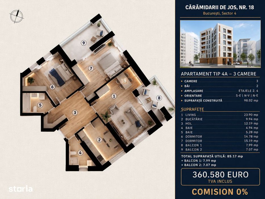 Apartament 3 camere decomandat - Finalizare 2027 - Metrou Tineretului — fotografia 1