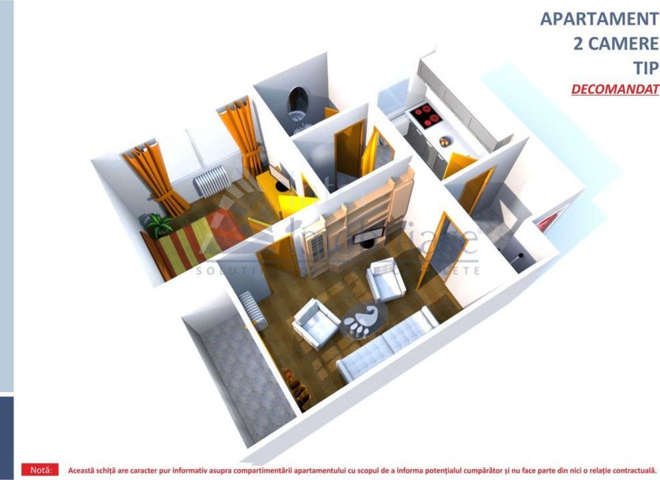 Apartament  2 camere Podu Ros , 56 metri, etaj 9 Cod:162628