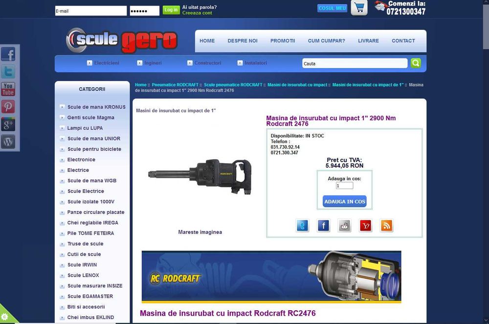 Pistol de impact RODCRAFT 2476 – 2900 Nm