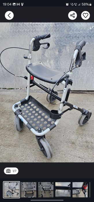 Rolator/Cadru de mers cu roți și poziție de odihnă