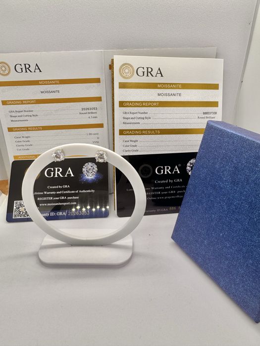 Сребърни обеци с мойсанит (Диамант) 1 карат