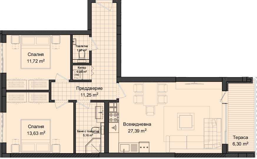 Продава се Тристаен апартамент в Пловдив, Гагарин - 117 кв.м за 961 €/кв.м - Снимка #1