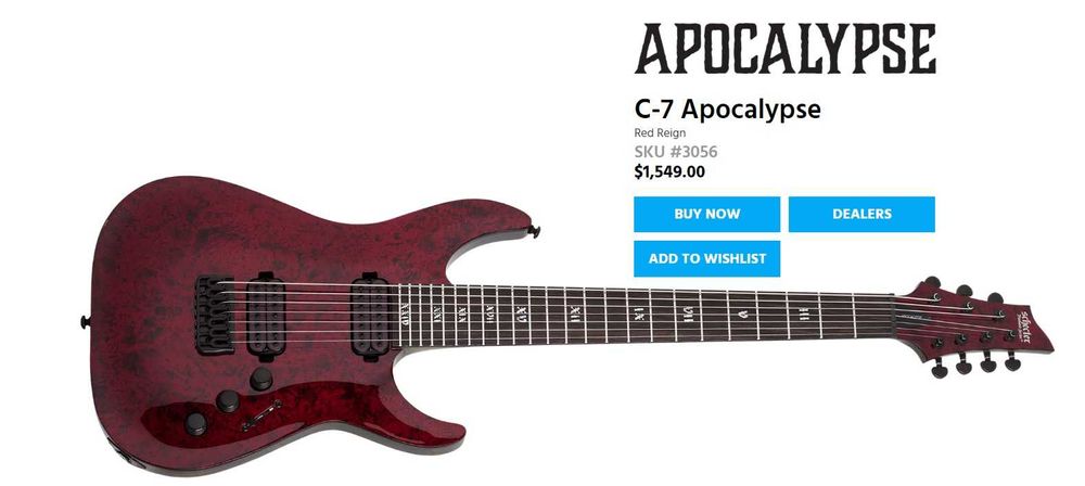 Chitara electrica Schecter C‑7 Apocalypse 7 corzi NOUĂ! GARANTIE