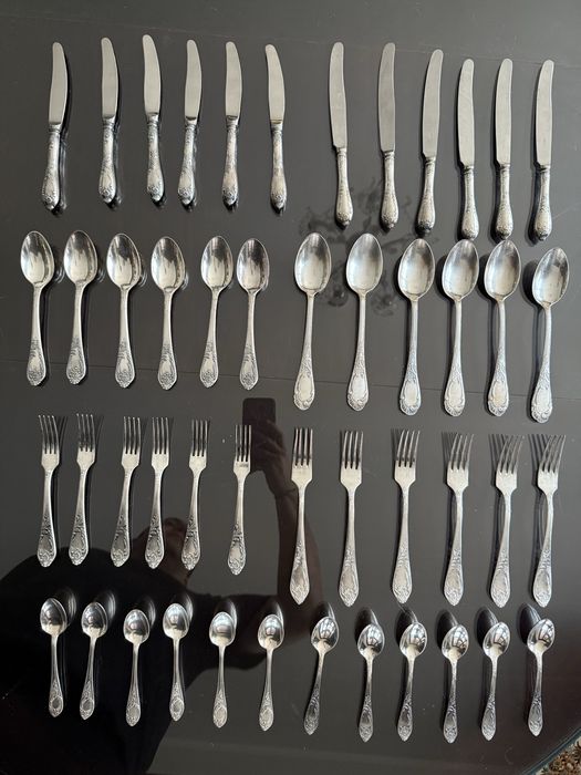 Set tacamuri argintate vintage ZIM MNC 12 persoane 48 piese