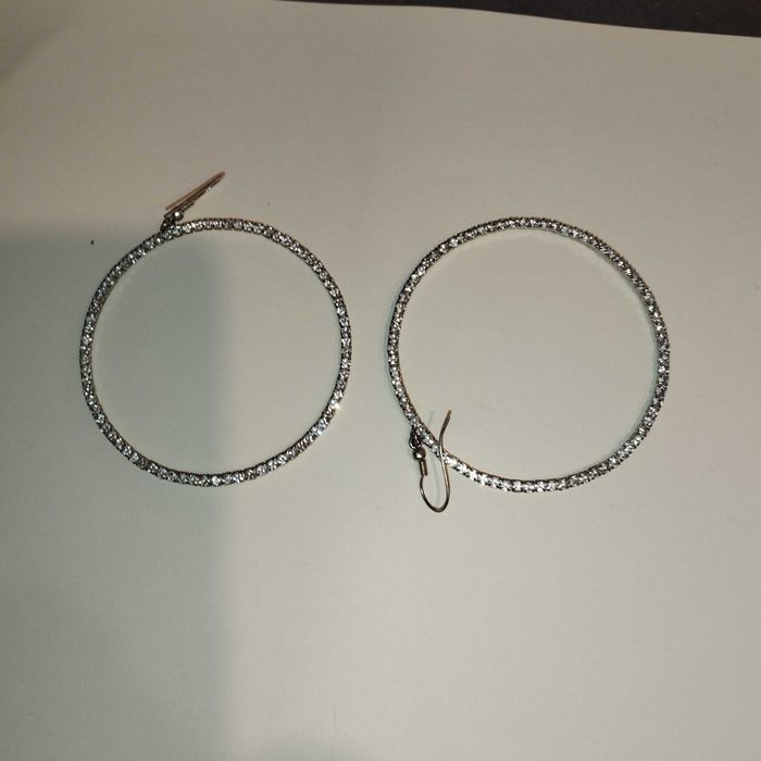 Дамски обеци, обици    големи халки   ф 10см, халки с камъни ф 6,5 см