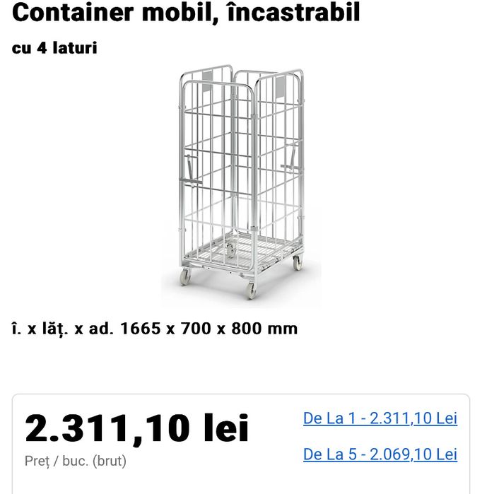 Carucioare de marfa inalte, 4 usi /2m (h)/iepuri