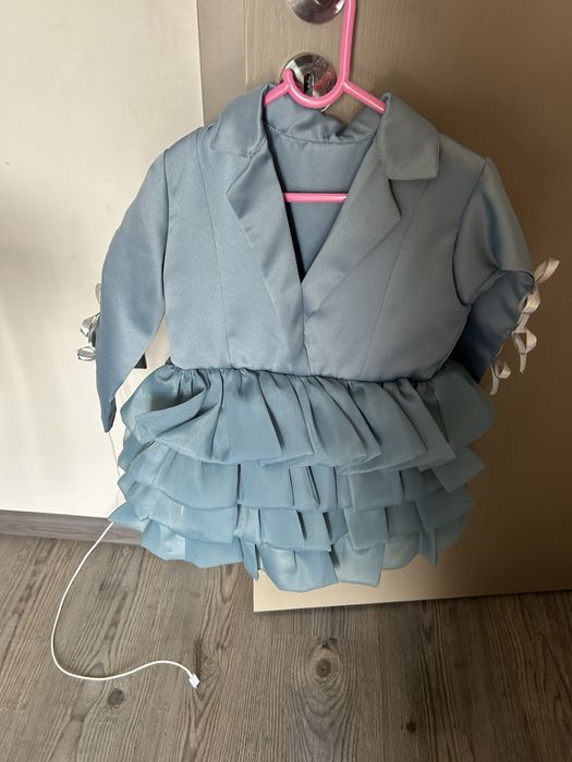 Рокля за момиче савойско синьо