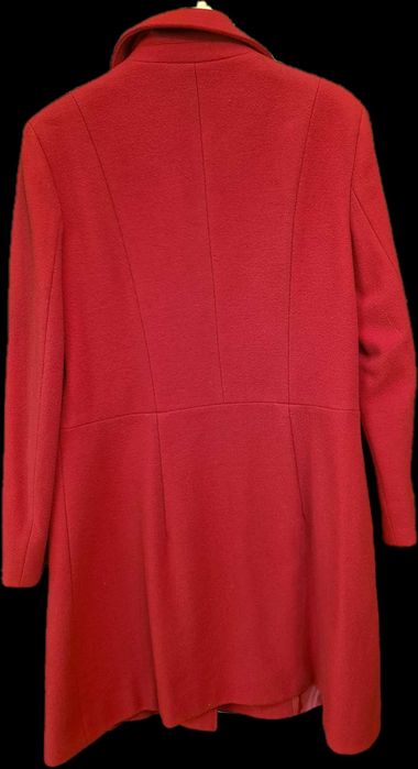 Червено вълнено палто със златисти копчета, Kensol, размер 40