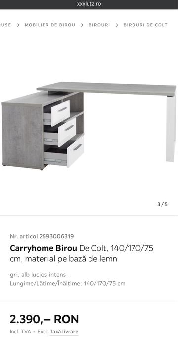Birou din lemn pentru colț
