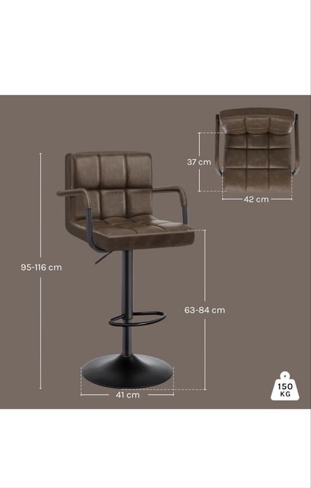 Set de 2 scaune de bar WOLTU, maro închis, pentru micul dejun, pentru insulă de bucătărie, noi