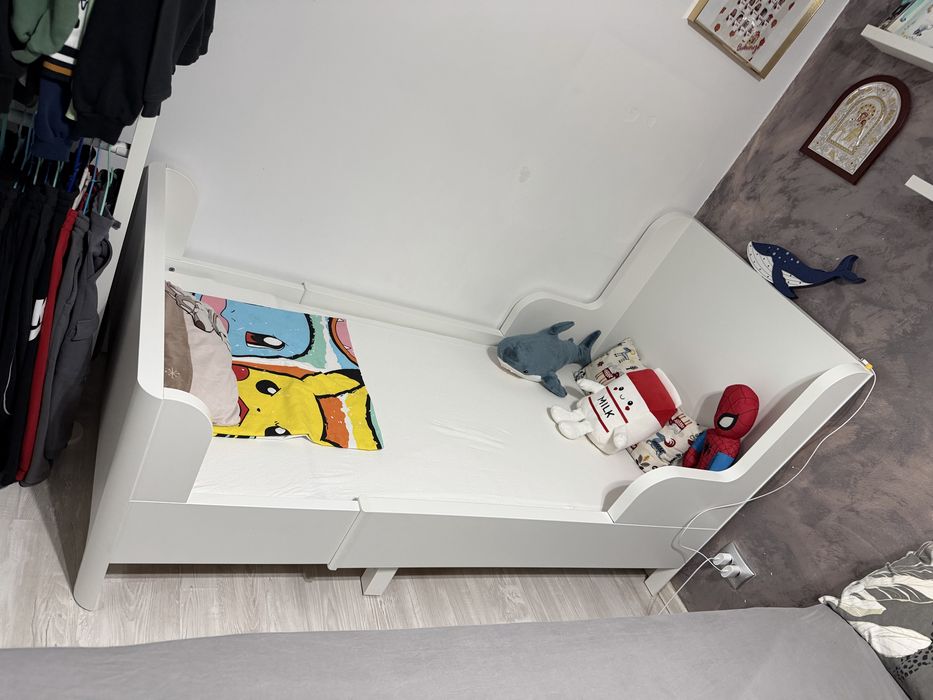 Pat extensibil ikea Busunge cu saltea Innerlig