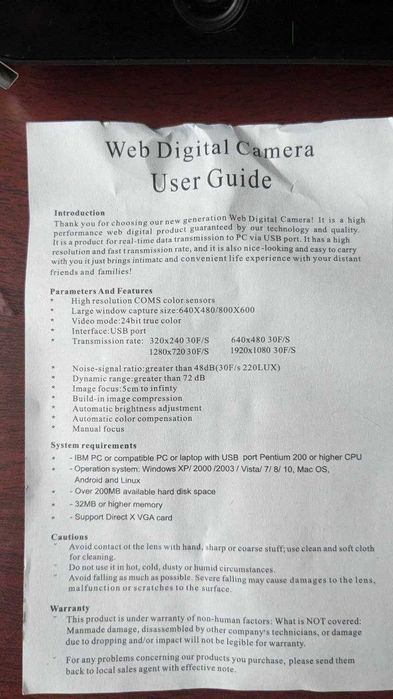 Видеокамера для компьютера или ноутбука,б/у,на клипсе