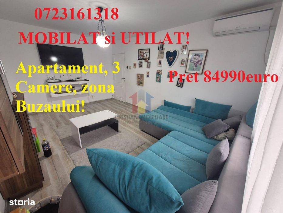 MOBILAT si UTILAT! Apartament 3 camere, zona Buzaului