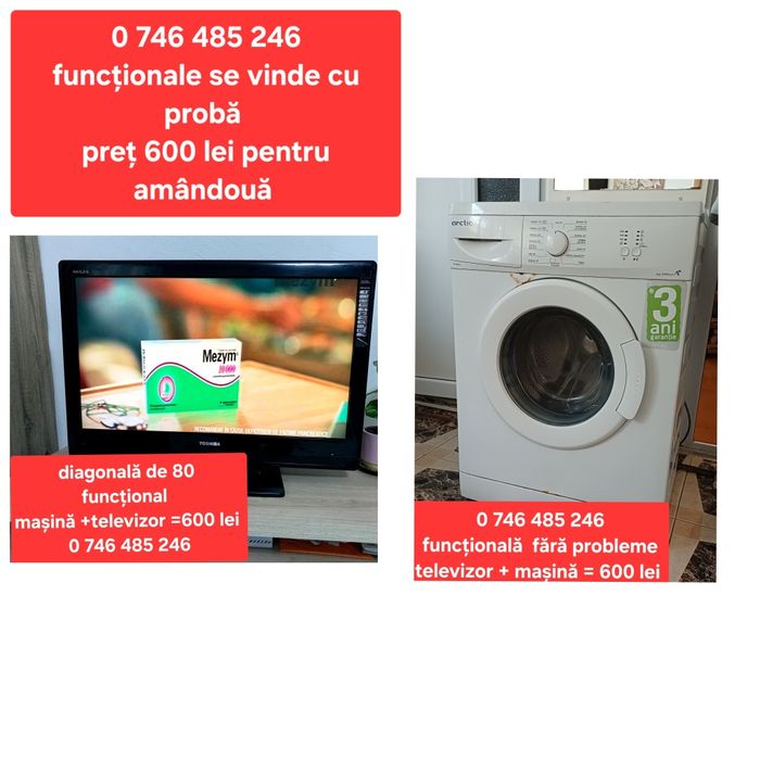 Mașină de spălat și televizor.