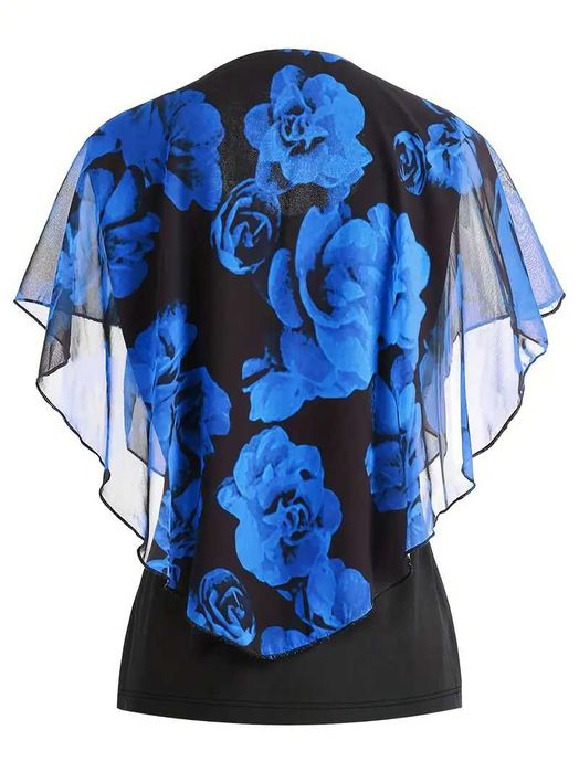 Елегантна блуза с широки ръкави за пълни дами