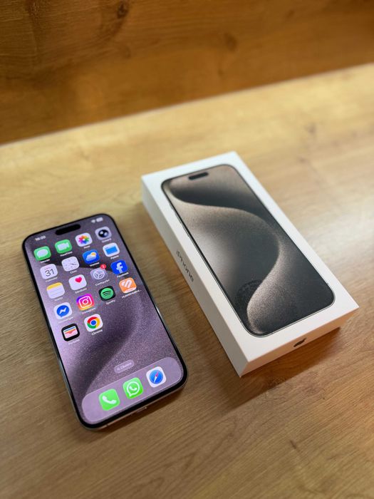 iPhone 15 Pro Max 256 GB, Natural Titanium, liber de rețea