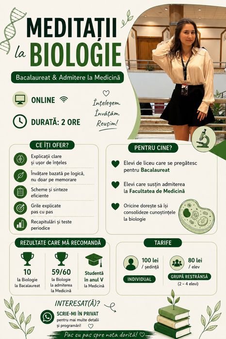 Meditatii la biologie pentru Bac si admiterea la Medicina
