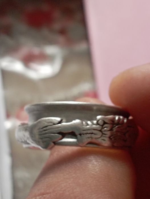 Inel din argint 925 -Dragon rotativ- lucrat manual