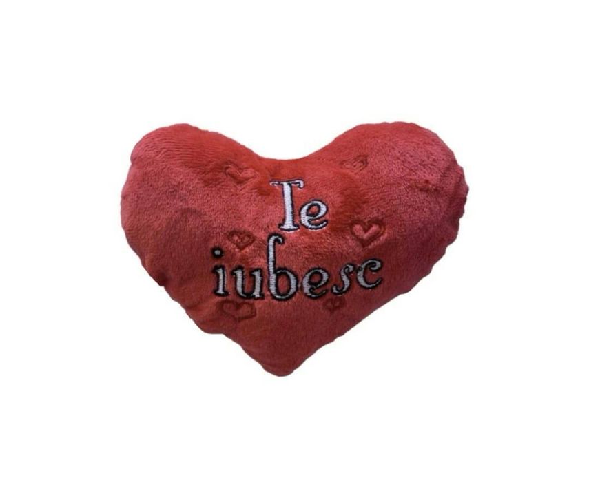 Inima de pluș, cu mesaj Te iubesc, cadou romantic Valentine’s Day