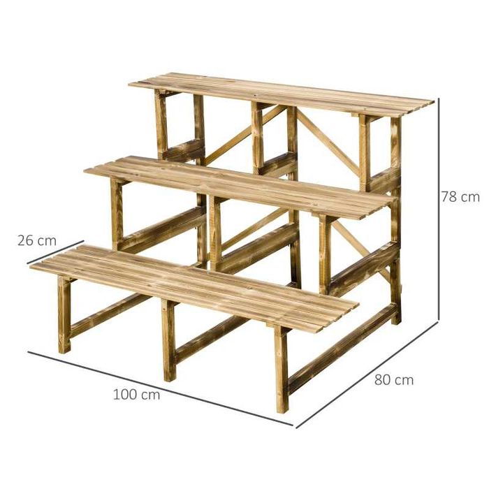 Стълба за растения Outsunny, стълба за цветя на 3 нива