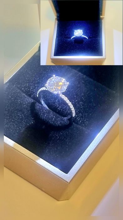 Inel diamant ,design elegant  3,36Ct,aur alb,Round Brilliant