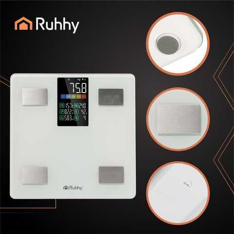 Смарт кантар за телесно тегло Ruhhy 20676, Bluetooth приложение Feelfit, до 226кг, бял