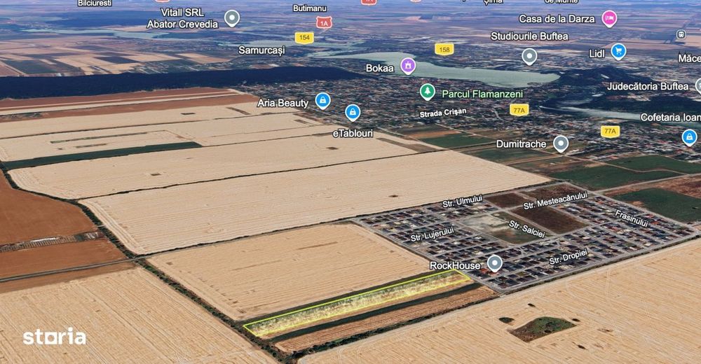 Teren 13.124 mp cu PUZ lotizare locuinte P+2E | Buftea | Investitie