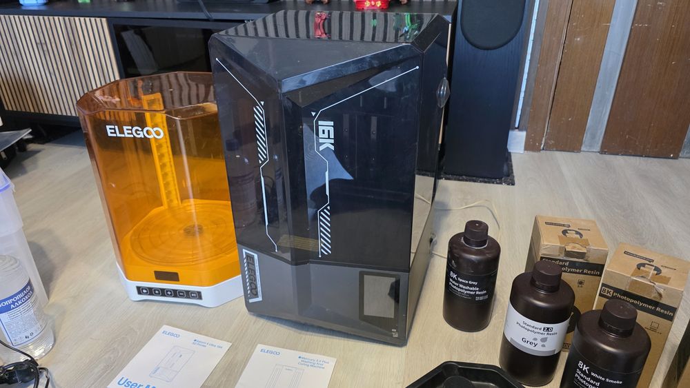 Комплект смолен SLA 3д принтер ELEGOO Saturn 16k и станция 2-в-1
