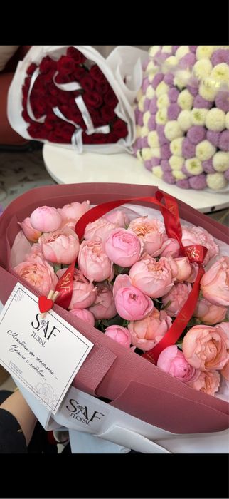 Букеты, цветы, пионовидные розы