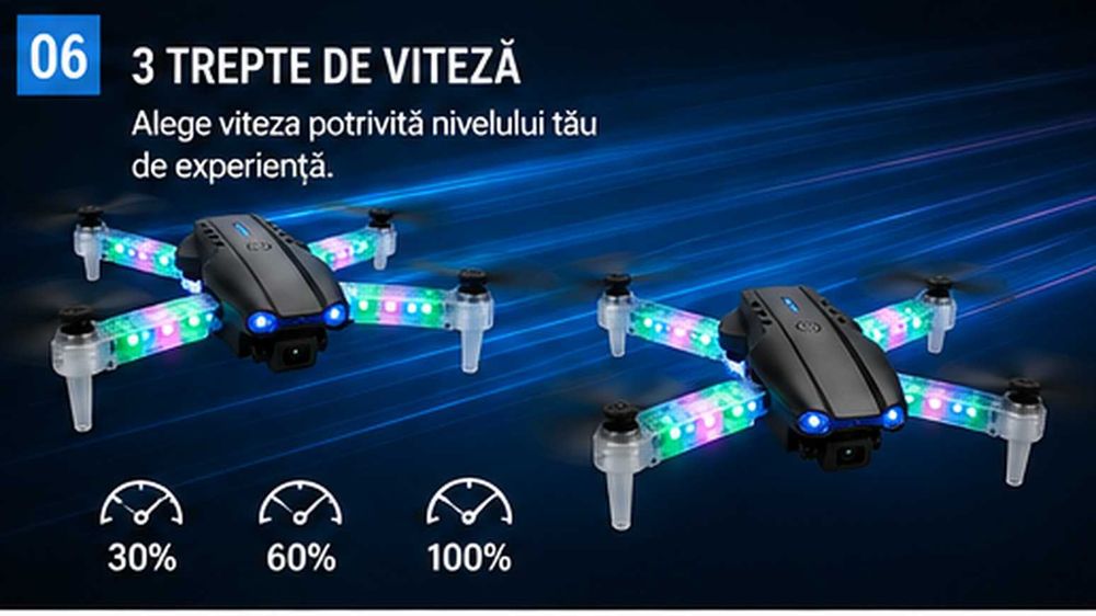 Mini Drona Pliabila Light Edition cu Camera Duala HD, Wi-Fi FPV si 2 Baterii – Raza de Control de pana la 100m