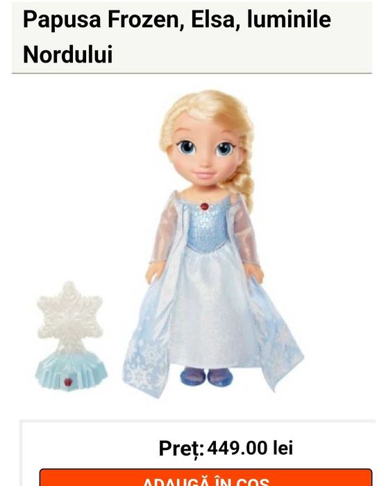 Papusa muzicala Frozen , Elsa, luminile Nordului