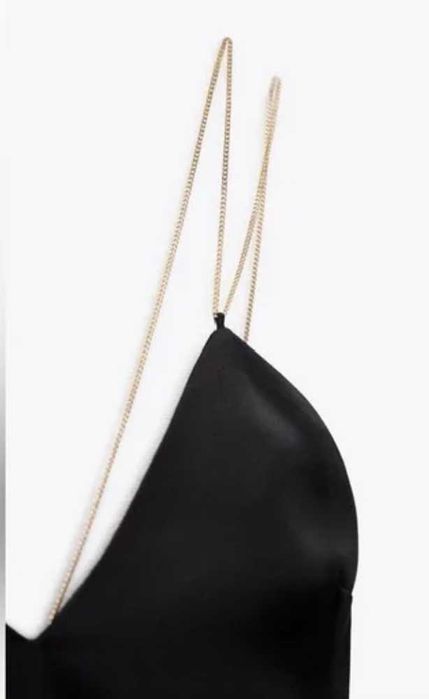 ZARA рокля черна / чисто нова - с етикет / сатенирана / XS размер